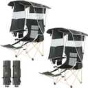 Nice C Chair with Canopy, Umbrella Chairs, Chair with Shades, Sports Chairs, w/Removable Footrest, Cooler Bag, Cup Holder for Camping, Fishing, Sports, Beach (2-P Green)