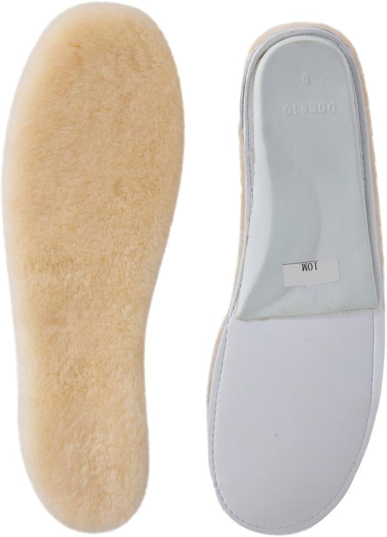 Sheepskin Insoles Women's Premium Think Wool Fur Fleece Inserts Cozy & Fluffy 6 1 Pack