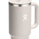 Hydro Flask 40 Oz Travel Tumbler with Handle, Lid and Straw - Insulated Stainless Steel in 40 Oz Oat Tan