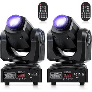 2PCS 60W LED Moving Head Light Stage Lights with Remote Control 8 GOBO 8 Colors Spotlight by DMX Controlled 11 Channel with Sound Activated for Disco Club Party Stage Lighting Shows
