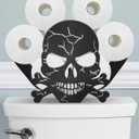 Skull Toilet Paper Holder Stand for Extra 8 Rolls, Gothic Decorative Free Standing Toilet Paper Storage Organizer, Farmhouse Bathroom Animal Decor Accessories Storage Cabinet