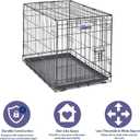 MidWest Homes for Pets 30-Inch iCrate for Medium Breeds, 21-40 lbs, Single Door Folding Dog Crate with Divider Panel, Leak-Proof Tray & Secure Latch, Portable, Durable & Easy to Assemble