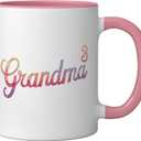 Grandma of Three Floral 3rd Time Grandma with 3 Grandkids Ceramic Mug, Pink/White