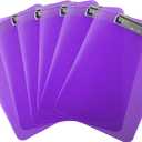 Trade Quest Plastic Clipboard Transparent Color Letter Size Low Profile Clip (Pack of 6) (Purple)