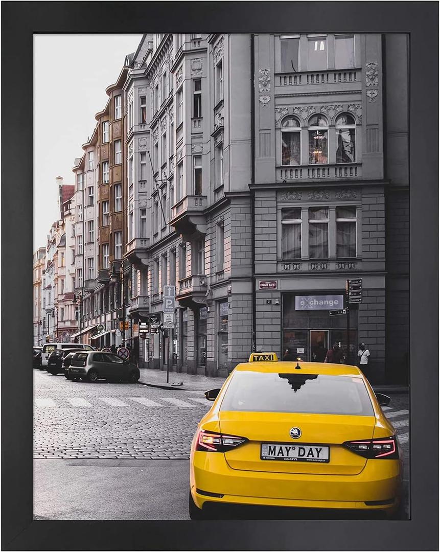 Golden State Art 16x20 Wood Picture Frame with Real Glass and 1.25'' Wide (Black)
