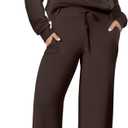 ANRABESS Womens 2 Piece Outfits Half Zip Sweatshirt & Wide Leg Pants Airport Travel Lounge Matching Sets Sweatsuits Clothing (Large, Coffee)