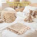 Ofiray-home Stuffed Animal Hammock, Bedside Stuffed Animal Storage Net Corner - Kids Nursery Wall Bedroom Home Decor, Cotton Bedside Toy Organizer Net with Tether, Stretches up to 47.25 In, Beige
