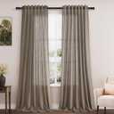 Nanspring Dark Taupe Linen Curtains for Living Room 2 Panels Set Extra Long Back Tab Light Filtering Semi Sheer Curtain Drapes for Bedroom Neutral Farmhouse Ceiling to Floor for Large Window 52x100