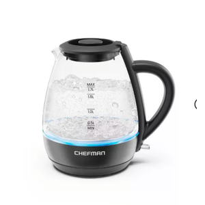 Chefman 1.7-Liter Electric Tea Kettle w/ Borosilicate Glass and Automatic Shutoff - Black