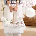 OIAHOMY Gift Basket with Long Handles, Large Woven Baskets for Gifts with Gift Bag, Ribbons and Lace, Cotton Rope Storage Basket for Birthdays, Baby Showers, Picnic, Wedding DIY Presents - White