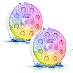 Magnetic Floating Pool Light with Remote - LUXJET 2 Pack RGB Color Rechargeable Battery Operated IP68 Waterproof Underwater Hot Tub Lights for Christmas, Halloween Decor, Bath, Spa, Fountains