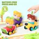 6PCS Press and Go Cars Toys for Toddlers, Infant Fruits Vegetable Racing Cars for 6 9 12 18 Months, Baby Push Go Car Toys, Kids Play Vehicle Set, Birthday for Boys Girls 1 2 3