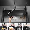 ARTLINE Black Kitchen Sink, Stainless Steel Single Bowl Sink, Drop In/Topmount Workstation Sink with Sliding Accessories, Farmhouse Workstation sink with Multiple Accessories (23.6 x 17.7in), RXZE031