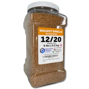 Premium Ground Walnut Shell Media Grit Size 12/20-5 lbs/2.3 kg - Medium Grit Walnut Shells for Tumbling, Blasting or Vibratory Use