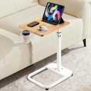 facka Adjustable C-Shaped End Table for Couch & Bed, Adjustable Height TV Tray, Stable Laptop Desk, Space-Saving Snack Side Table with Rounded Metal Corners