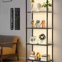 5 Tier Bookshelf with LED Light, Dimmable Bookcase with Touch & Remote Control, 3 Color Temperatures, Tall Modern Display Standing Shelf for Living Room, Bedroom, Home Office (Black)