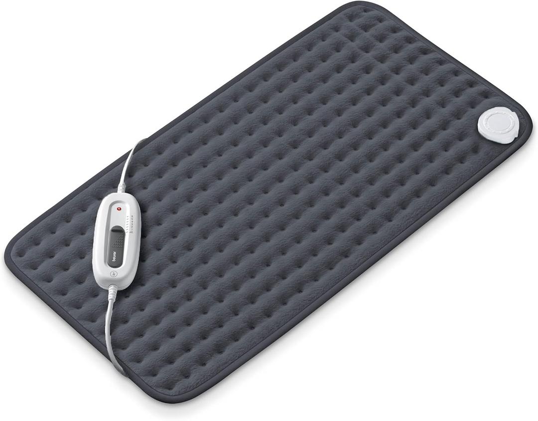 Beurer UHP26DRKGRY Heating Pad for Back/Shoulder/Neck/Knee/Leg, Soft Fabric, Fast Heating, XL Size 12 x 24, 6 Temperature Settings, 2-Hour Auto-Off, Machine Washable