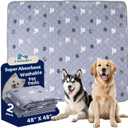 Washable Pee Pads for Dogs, 2-Pack 48x48in Reusable Puppy Pads, 100% Waterproof and Non-Slip Whelping Pads, Super Absorbent Pet Training Pads for Potty Training, Playpens, Crates and Couches