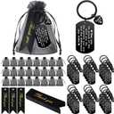 Yinkin 72 Pcs Employee Appreciation Gifts Bulk Thank You Coworker Keychain Gifts with Organza Bags and Thank You Cards(Black)