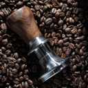 54mm Espresso Tamper For Breville Machines Calibrated Tamper Tool Espresso Walnut, Auto-Leveling and 30lb Spring Loaded Design Coffee Tamper With Stainless Steel 53.35mm Ripple Base