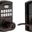 Kwikset SmartCode 917 Keypad Keyless Entry Traditional Residential Electronic Lever Deadbolt Alternative with Tustin Door Lever and SmartKey Security, Venetian Bronze