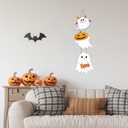 2 x Halloween Door Decorations Halloween Wreath Cute Ghost Decor Boo Sign Wooden Front Door Hanger Ghost Hanging Sign Wreath for Wall Indoor Home Decor