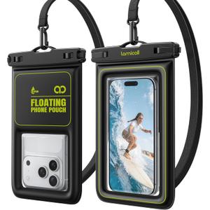 Lamicall IP68 Floating Waterproof Phone Pouch - [2 Pack] Water Proof Phone Case with Lanyard for iPhone 17 16 15 14 13 Pro Max, Galaxy S26 S25 S24 Ultra, Beach Cruise Gifts for Mothers Day, 4-8.5"