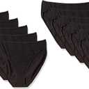 Amazon Essentials Women's Cotton Stretch Hi-Cut Brief Panty, 10-Pack Underwear, -black, Medium
