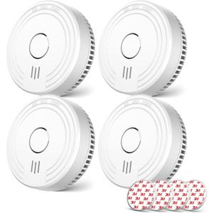 Ecoey Smoke Alarm Fire Detector with Photoelectric Technology and Low Battery Signal (Battery Include), Fire Alarm with Test Function for Home, Bedroom, FJ136GB, Pack of 3