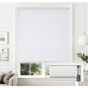 Joydeco No Drill Light Filtering Cellular Shades, 29" W x 64" H, White