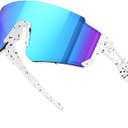 Kids Sunglasses Youth Baseball Sunglasses for Boys Girls Softball Sports Sun Glasses UV Protection (White/Blue)