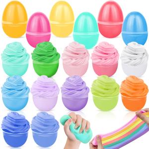 AMENON 18 Pack Pre-Filled Easter Basket Stuffers with Butter Slime Eggs Slime Kit Putty Stretchy Non-Sticky Stress Relief Toy Easter Egg Fillers Party Favor Gifts Classroom Prize for Kids Boys Girls