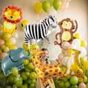 3 x 6 Pcs Giant Safari Animal Balloons, Lion Zebra Giraffe Monkey Elephant Leopard Foil Mylar Balloons for Wild One 1st Birthday Party Decorations, Jungle Zoo Theme Baby Shower Supplies