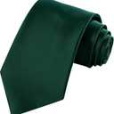 TIE G Solid Satin Woven dyed Color Formal Black Necktie and Pocket Square Sets in Gift Box (Green)