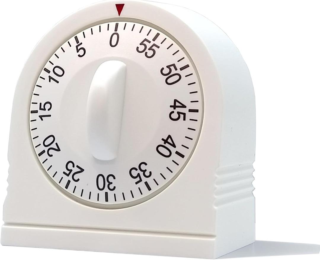 60 Minute Wind Up Timer, Visual Mechanical Timer with Loud Alarm, Manual Countdown Timers for Classroom, Home, Study and Cooking (White)