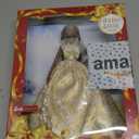 Barbie Signature 2025 Holiday Black Hair Fashion Doll Wearing Silver & Gold Gown, Seasonal Collector in Displayable Packaging & Stand (Brown Curly Hair)