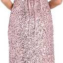 Cowl Neck Sequin Midi Evening Dress (Pink, S)