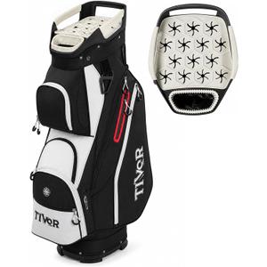 Tivor 15 Way Golf Cart Bag Silent T-Lock,Dividers,Camo Pink Black