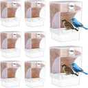 GlikCeil 8 Pcs No Mess Bird Feeder Automatic Bird Feeder for Cage Bulk Parrot Seed Food Container Cage Accessories for Small Medium Parakeet Canary Cockatoo Cockatiel Finch