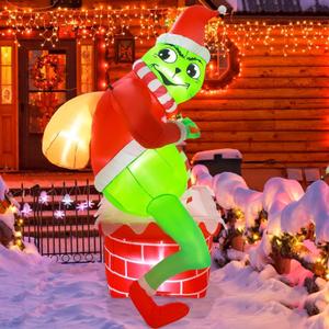 Christmas Inflatables Outdoor Decorations 6ft Giant Green Blow up Yard Decoration with Led Lighted Funny Merry Xmas Blow ups for Holiday Outside Indoor Dcor Party Garden Lawn