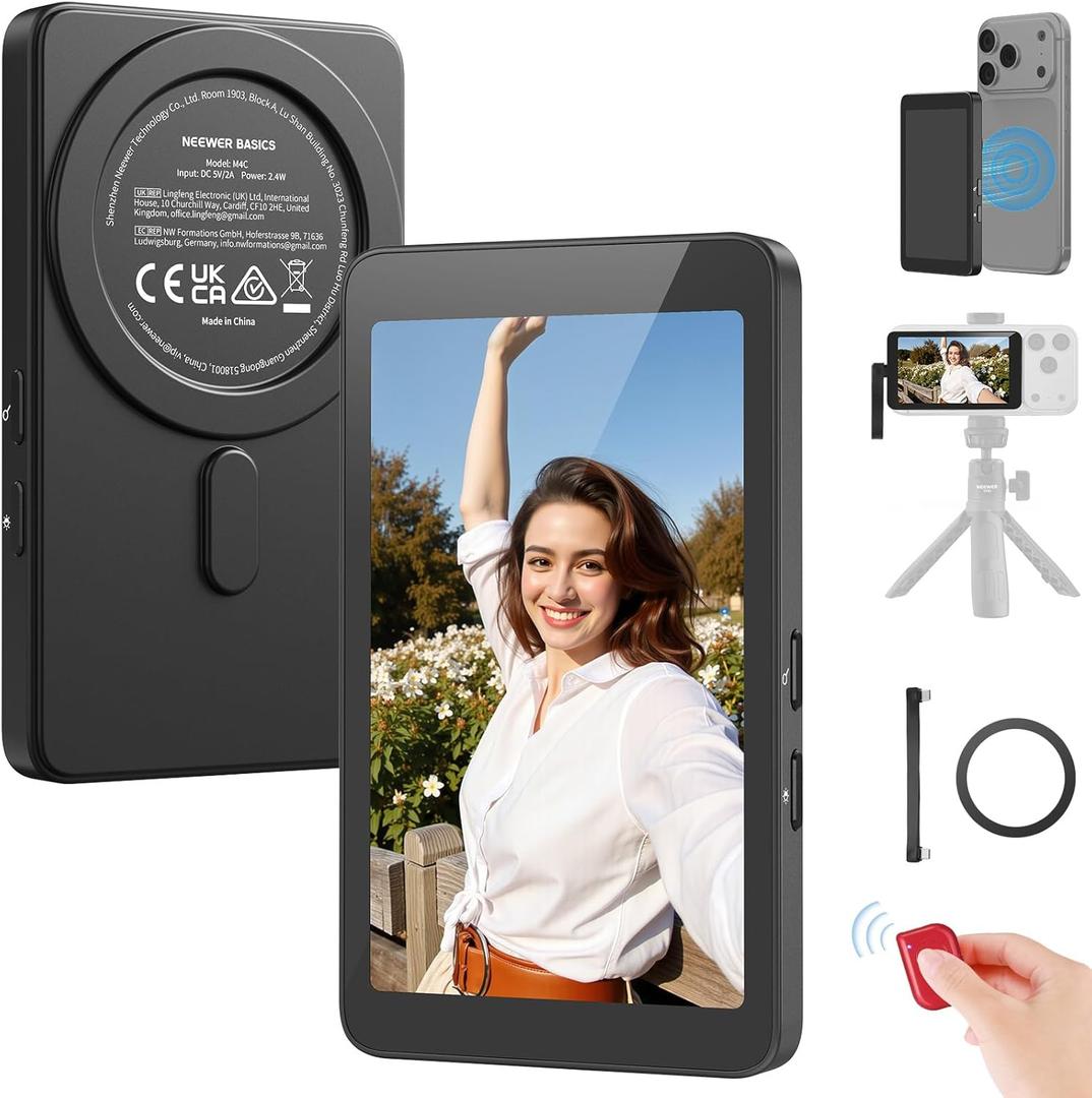 NEEWER 4" Phone Vlog Selfie Monitor Screen, Smartphone Back Camera Monitor with Remote for YouTube TikTok Video Streaming