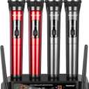 Depusheng Wireless Microphone, Professional 4 Channels Karaoke Handheld System for Home Karaoke, Meeting, Party, Church, DJ, Wedding, Home KTV Set