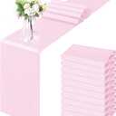 Horbaunal 12 Pack Light Pink Satin Table Runner 12 x 108 Inch, Smooth Table Runners for Wedding Banquets Birthday Party