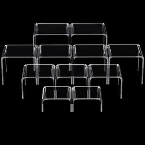 Chuangdi 20 Pcs Acrylic Display Risers, Clear Product Stand, Jewelry Display Riser Shelf Showcase Fixtures for Figure Dessert Cupcake Candy Action Showcase(Medium Set)