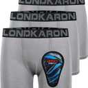 3-Pack Youth Boys Stretch Boxer Briefs w/Soft Protective Cup, Elite Boxer Jock for Baseball & Football (X-Small, Light Grey)