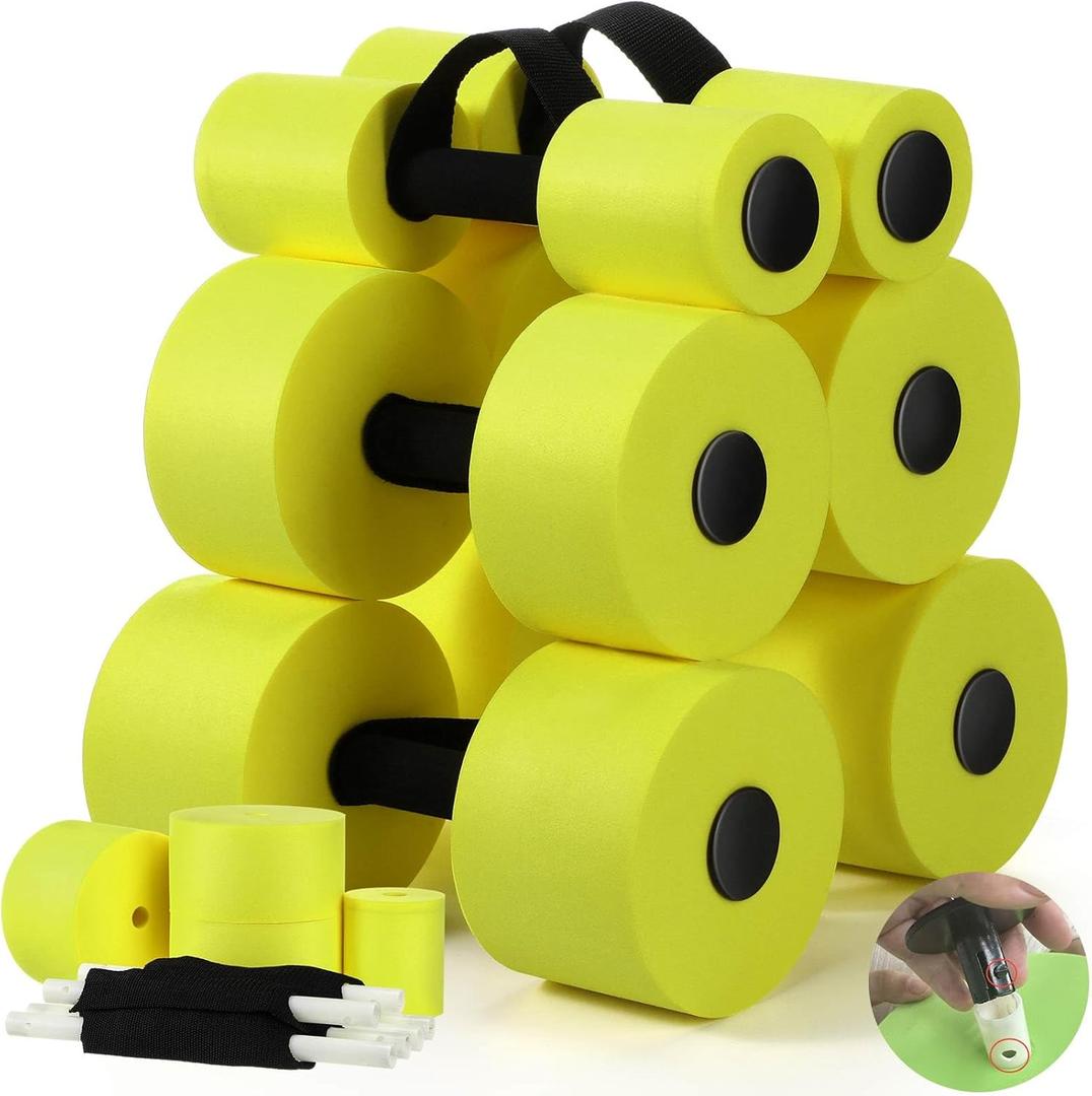 Soulchen 6 Pack Pool Exercise Equipment Water Dumbbells Pool Resistance Aerobic Weights EVA Foam Dumbbell with Handle Strip for Aqua Therapy Water Aerobics Weight Loss Fitness (Mixed, Pale Green)