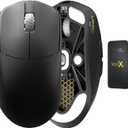 Lamzu Maya X Wireless Gaming Mouse, Ultra Lightweight 47g, Optical Switch, Maximum 30000 DPI, Symmetrical, MCU Nordic 52840, Dust-Proof Encoder, PAW3950 Sensor(Larger Maya) (Black)