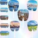 50 Pcs Christian Church Fans Handheld Bulk Prayer Parlor Handheld Fans Lord's Prayer Bible Verses Inspirational Scripture Christian Religious Gift Present (50Pcs scenery)