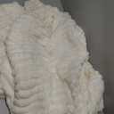 MEGO Kids Fluffy Faux Rabbit Fur Bean Bag Chair Cover(No Filler), Soft Ivory Shaggy Wide Striped Stuffed Animal Storage Bean Bag, Home Decor Ribbed Fuzzy Beanbag Cover Kids Girls Teens Adults, Beige (Small(28"x28"x32"))