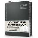 Dunwell Planner 2026-2027 8.5x11, July 2026 to June 2027, Weekly and Monthly Academic Year Planner Calendar, Flexible Cover, Wirebound, Laminated Tabs